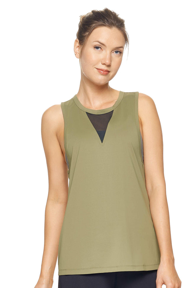 Expert Brand Airstretch™ Olive Green Tie Back Muscle Tank Image 2#olive-green
