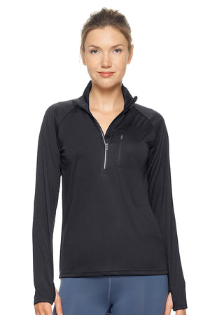 Expert Brand Women's Black pk MaX™ Half Zip Run Away Top#black