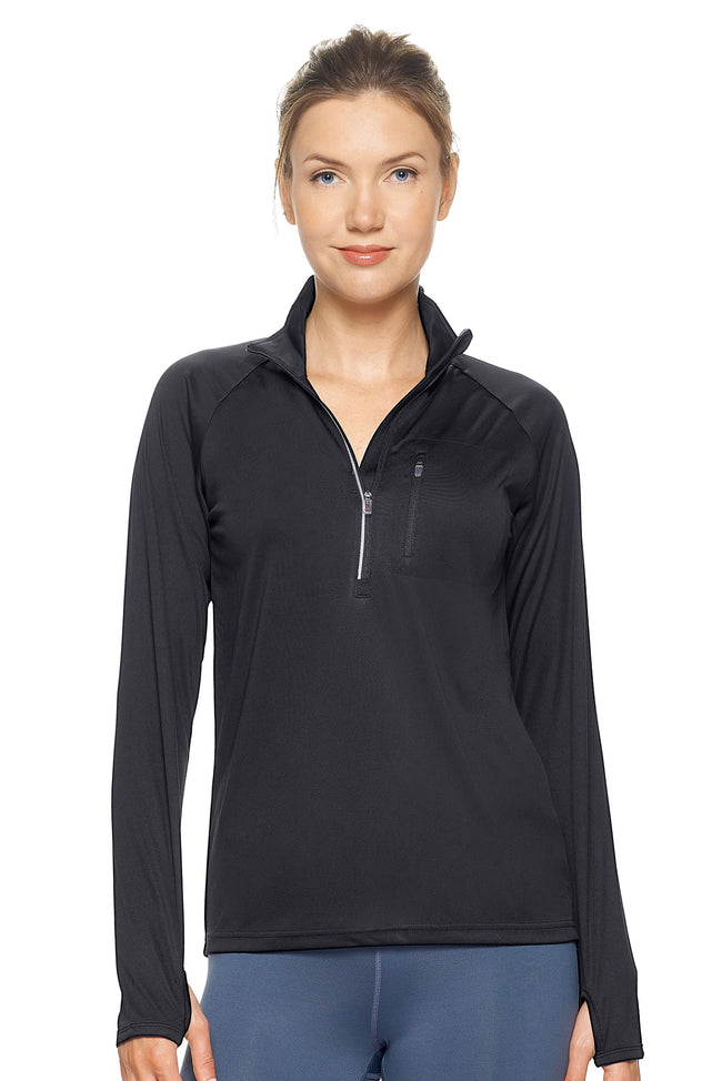 Expert Brand Women's Black pk MaX™ Half Zip Run Away Top#black