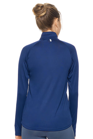 Expert Brand Women's Navy pk MaX™ Half Zip Run Away Top Image 3#navy