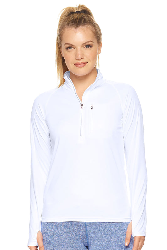 Expert Brand Women's White pk MaX™ Half Zip Run Away Top#white