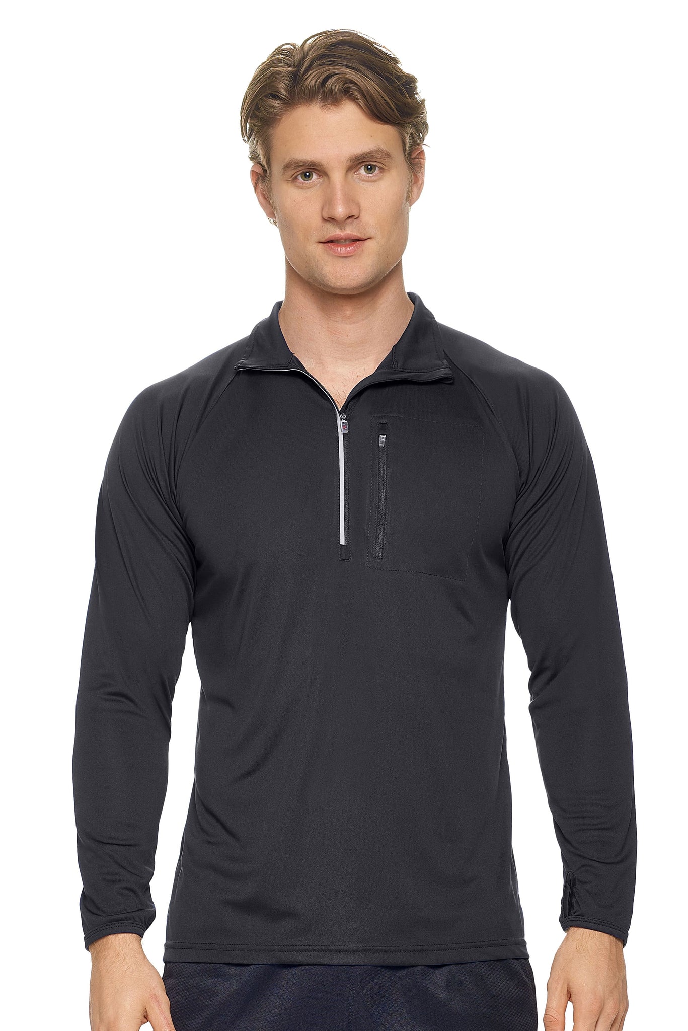 Expert Brand Men's Black pk MaX™ Half Zip Run Away Top#black