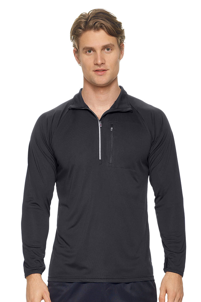 Expert Brand Men's Black pk MaX™ Half Zip Run Away Top#black