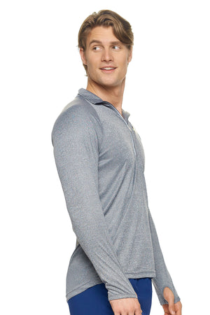Expert Brand Men's Heather Charcoal pk MaX™ Half Zip Run Away Top Image 2#heather-charcoal
