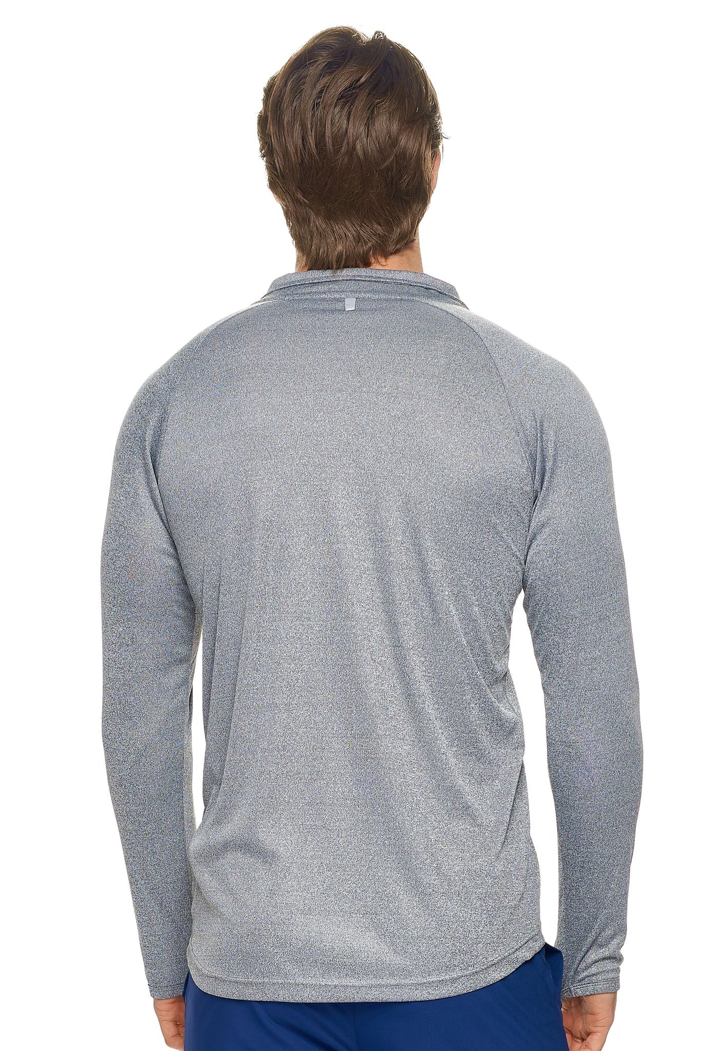 Expert Brand Men's Heather Charcoal pk MaX™ Half Zip Run Away Top Image 3#heather-charcoal