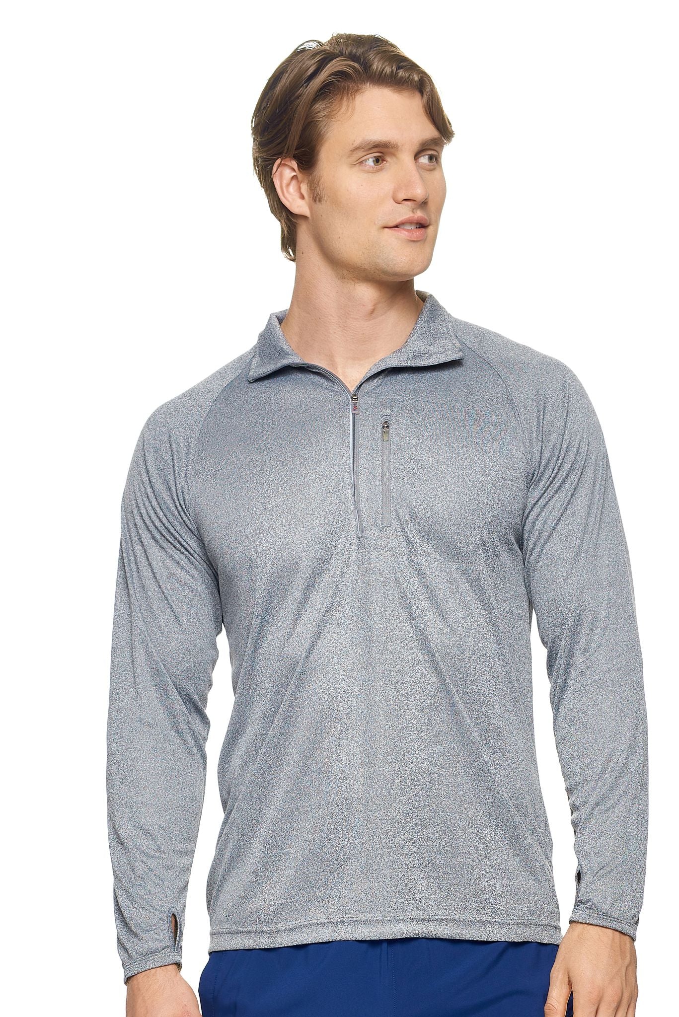 Expert Brand Men's Heather Charcoal pk MaX™ Half Zip Run Away Top#heather-charcoal