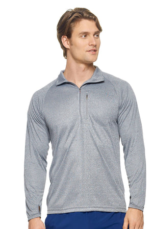 Expert Brand Men's Heather Charcoal pk MaX™ Half Zip Run Away Top#heather-charcoal