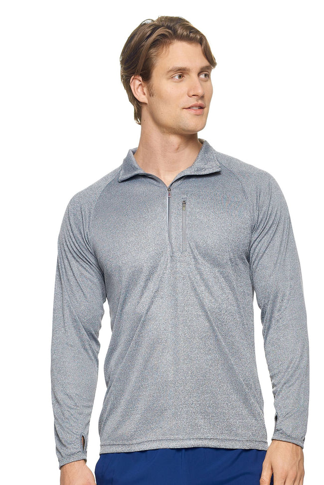 Expert Brand Men's Heather Charcoal pk MaX™ Half Zip Run Away Top#heather-charcoal