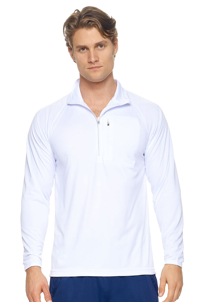 Expert Brand Men's White pk MaX™ Half Zip Run Away Top#white