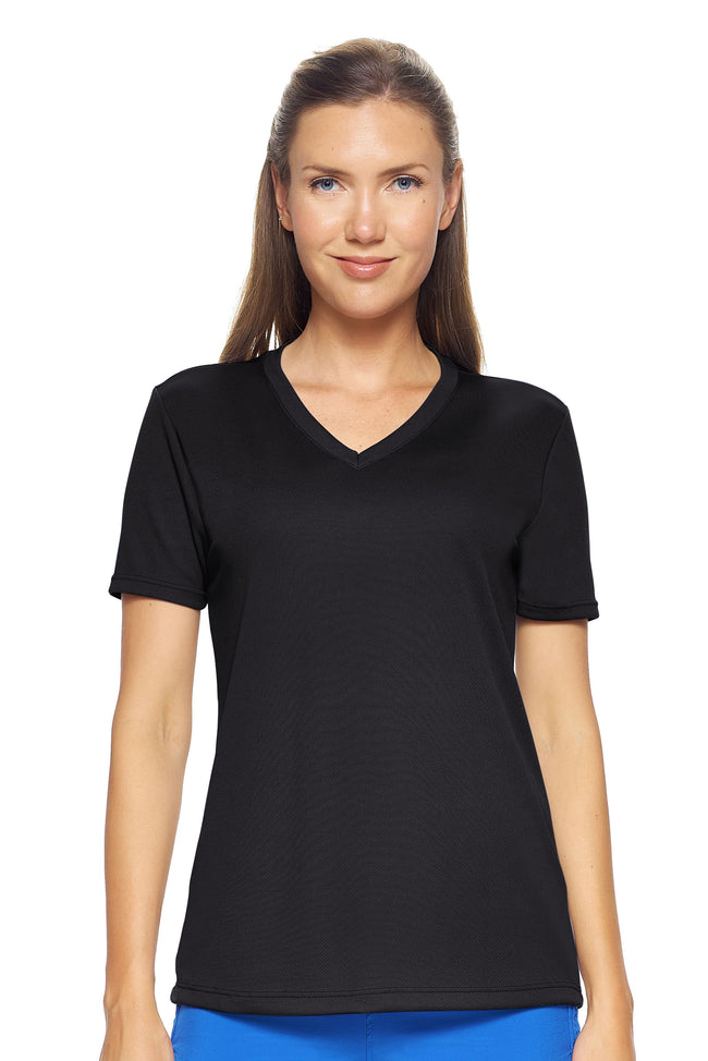 Expert Brand Women's Oxymesh™ V-Neck Tec Tee in Black#black