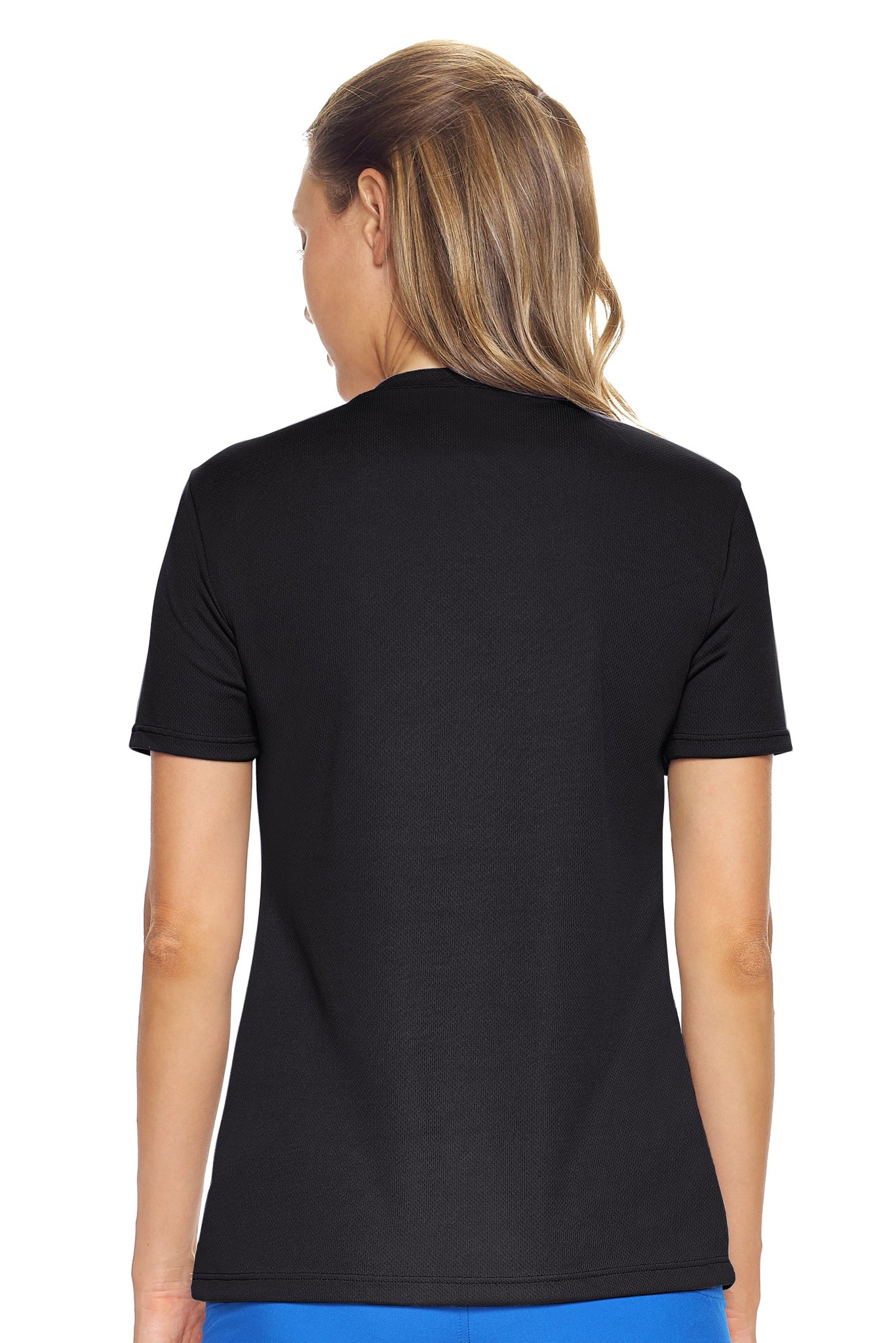 Expert Brand Women's Oxymesh™ V-Neck Tec Tee in Black Image 3#black