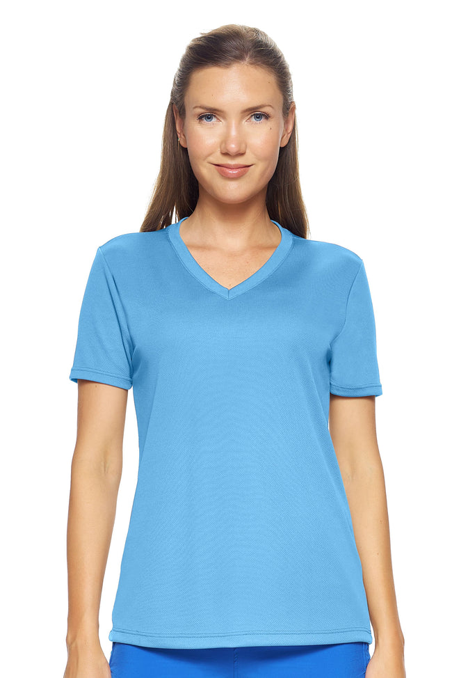 Expert Brand Women's Oxymesh™ V-Neck Tec Tee in Carolina Blue#carolina-blue
