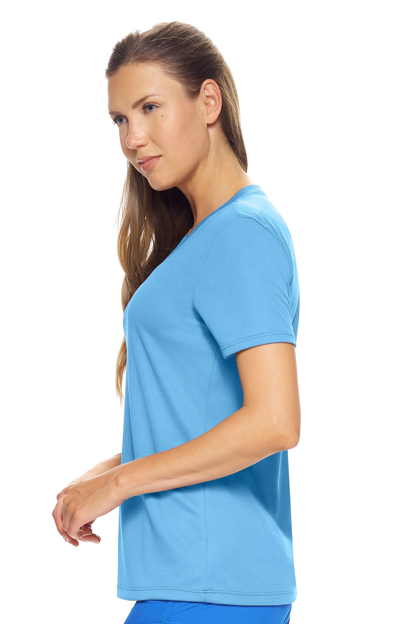 Expert Brand Women's Oxymesh™ V-Neck Tec Tee in Carolina Blue Image 2#carolina-blue