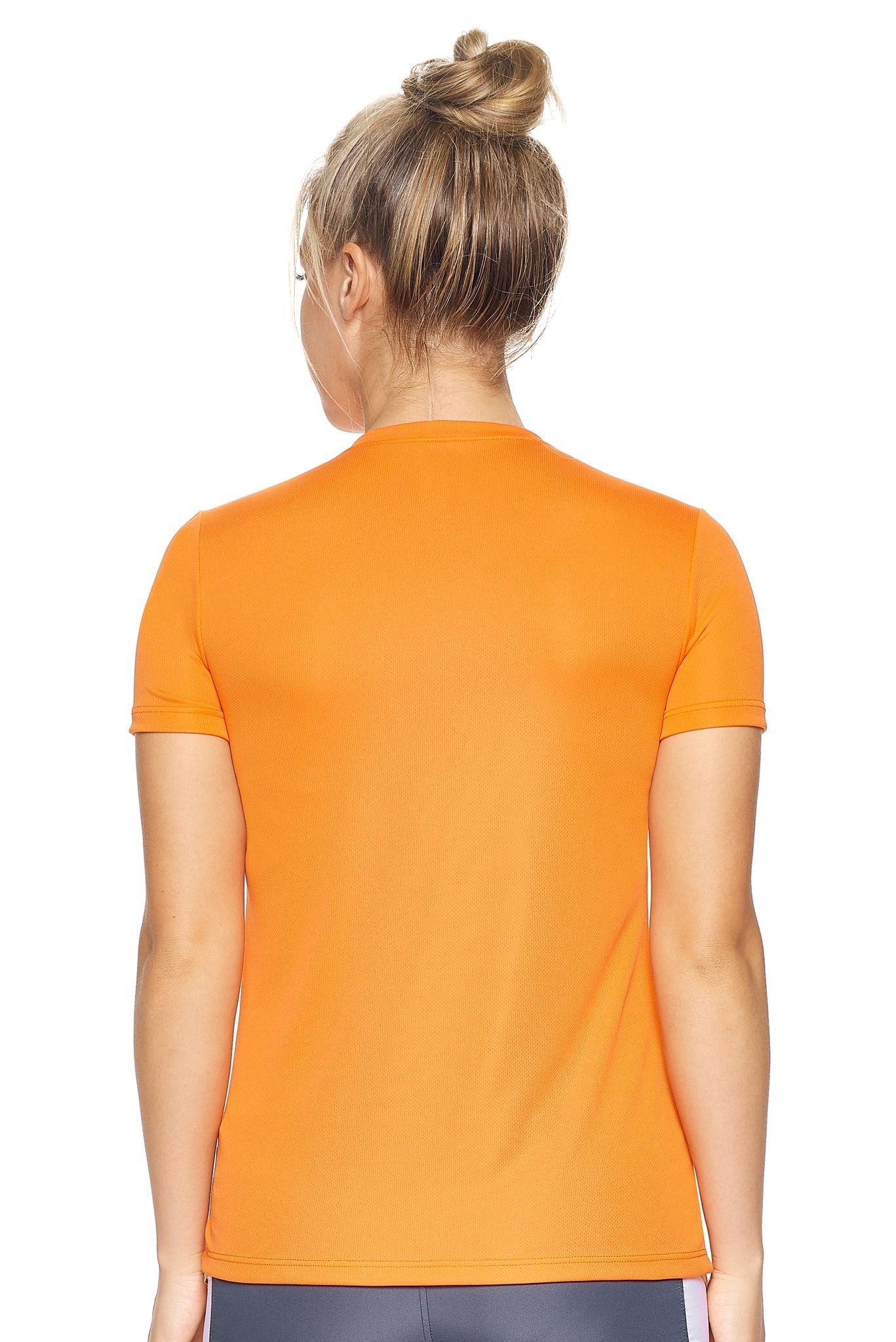 Expert Brand Women's Oxymesh™ V-Neck Tec Tee in Orange Image 3#orange