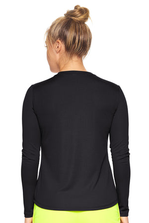 Expert Brand Wholesale Women's Oxymesh™ Long Sleeve Tec Tee in Black Image 3#black
