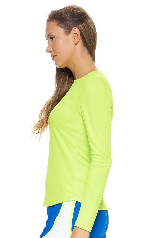 Expert Brand Wholesale Women's Oxymesh™ Long Sleeve Tec Tee in key lime green Image 2#key-lime