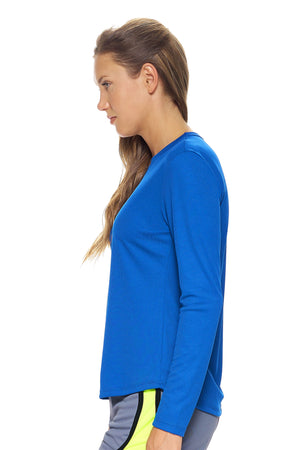 Expert Brand Wholesale Women's Oxymesh™ Long Sleeve Tec Tee in Royal Blue Image 2#royal-blue