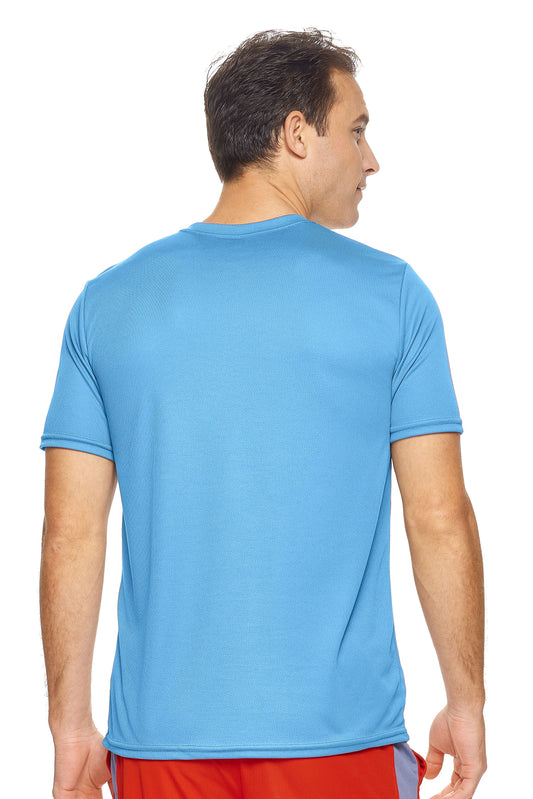 Expert Brand Wholesale Men's Oxymesh™ Short Sleeve Tec Tee Made in USA in Carolina Blue Image 2#carolina-blue