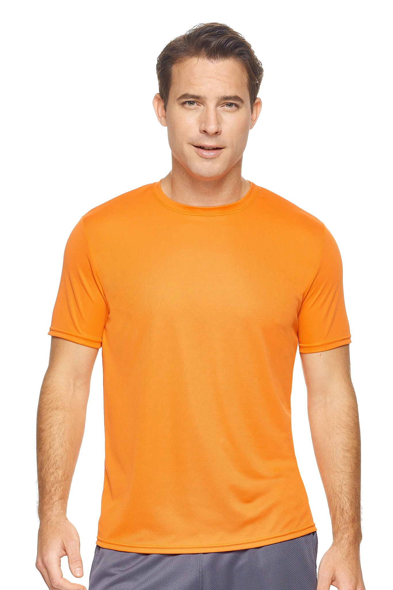 Expert Brand Wholesale Men's Oxymesh™ Short Sleeve Tec Tee Made in USA in Orange#orange