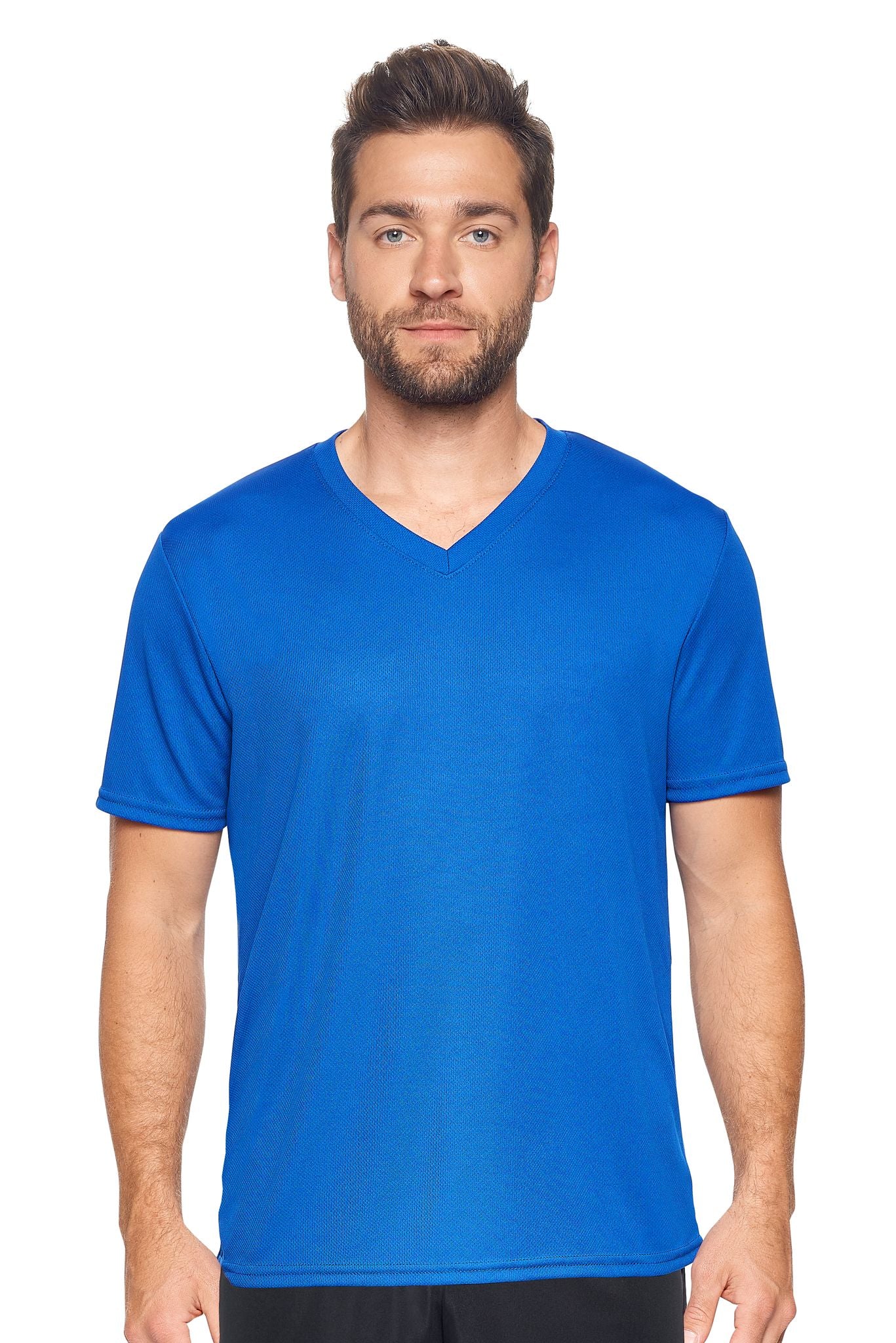 AJ802🇺🇸 Oxymesh™ V-Neck Tec Tee - Expert Brand #ROYAL BLUE