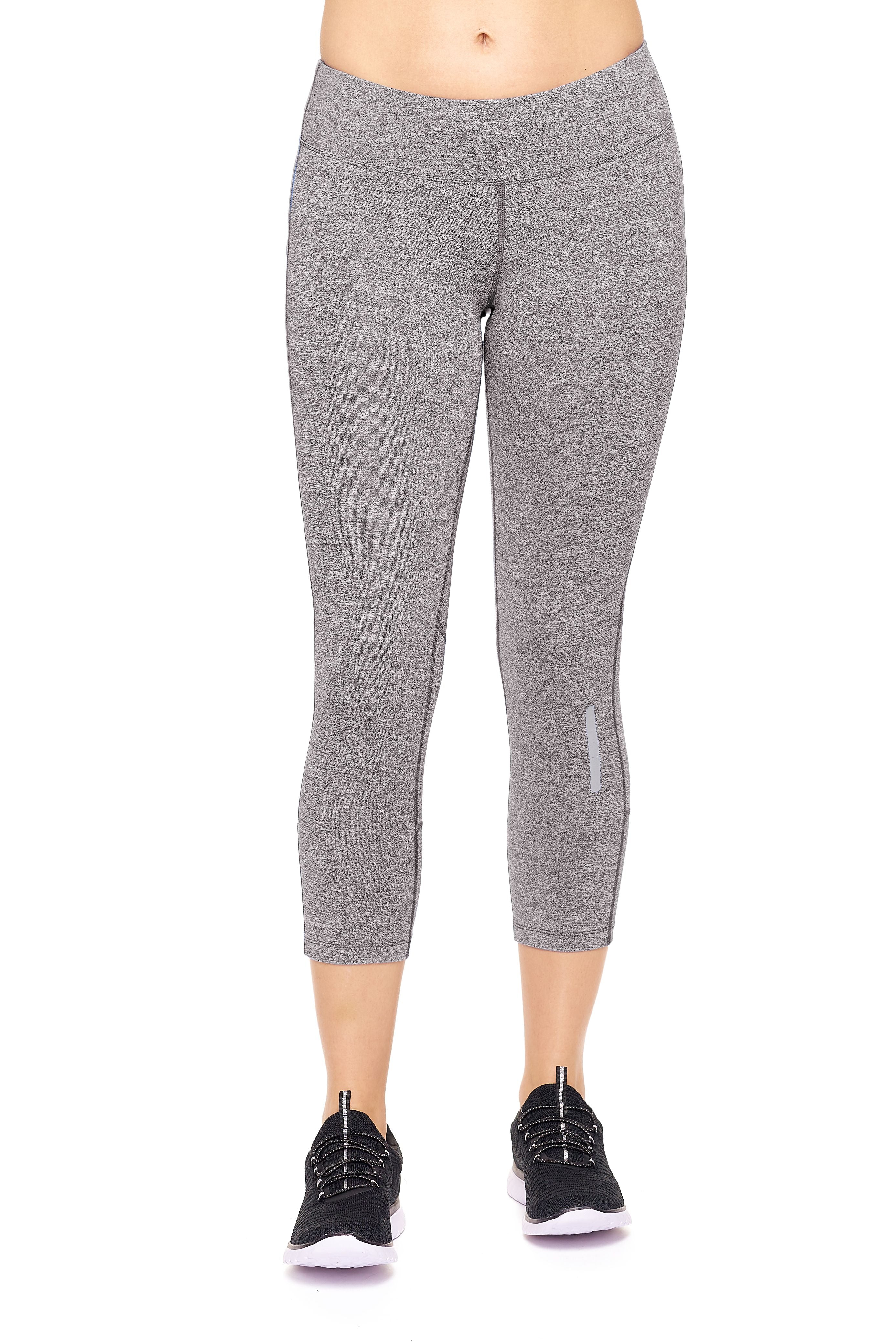 AQ1011 Mid-Rise Zipper Pocket Capri Leggings - Expert Brand #HEATHER CHARCOAL