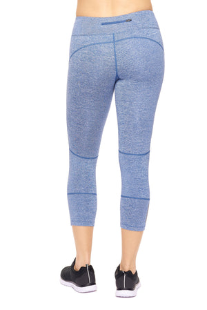AQ1011 Mid-Rise Zipper Pocket Capri Leggings - Expert Brand #HEATHER ROYAL