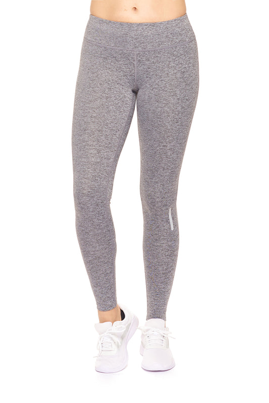 Expert Brand Wholesale Mid-Rise Zip Pocket Full Length Leggings in Heather Charcoal Image 2#heather-charcoal