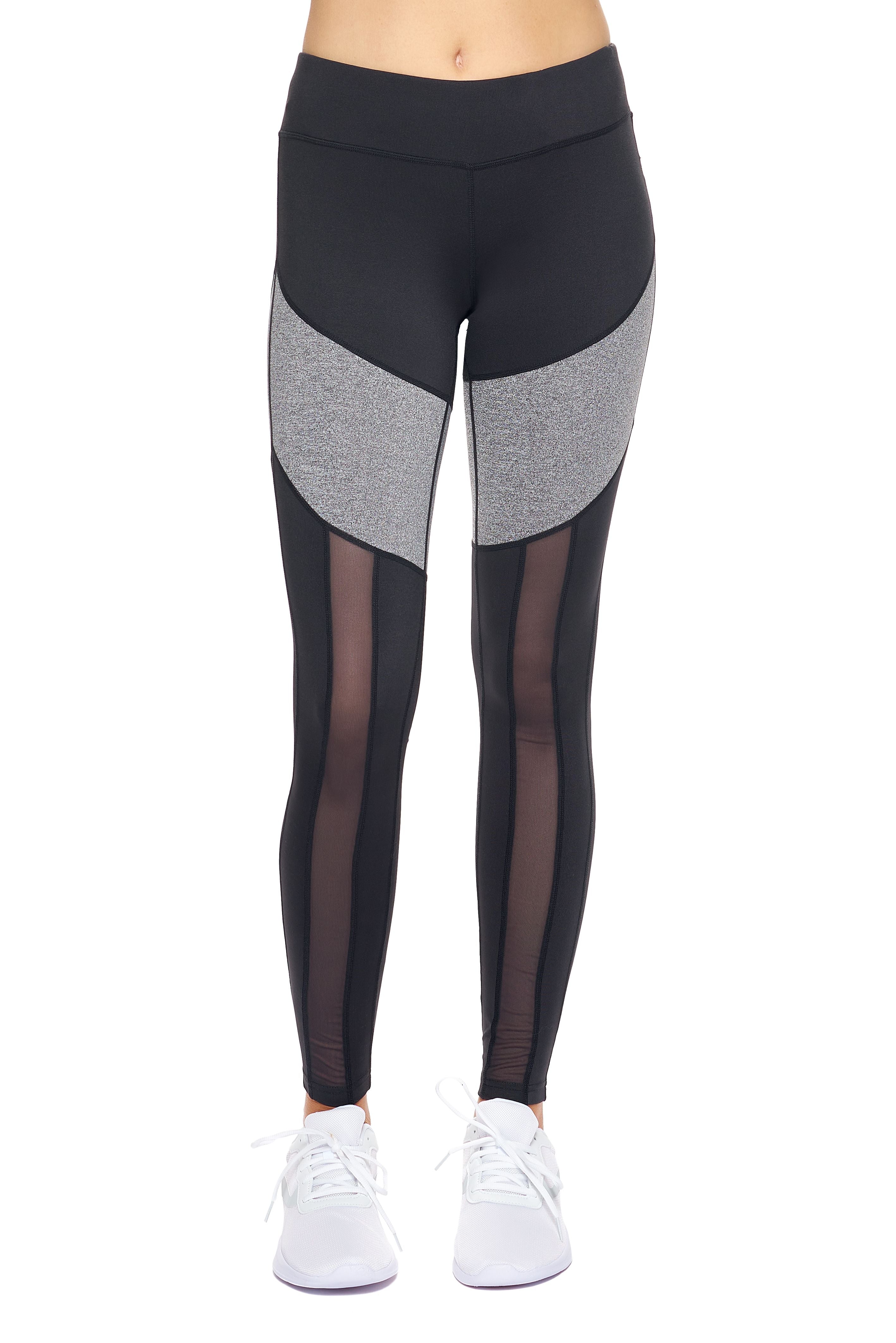 AQ1031 Mid-Rise Calypso Mesh Full Length Leggings - Expert Brand#black-heather-charcoal