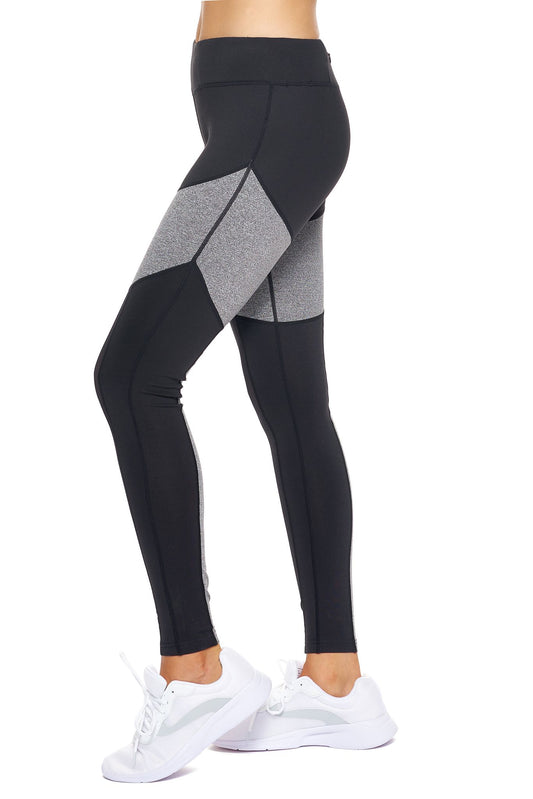 AQ1031 Mid-Rise Calypso Mesh Full Length Leggings - Expert Brand#black-heather-charcoal