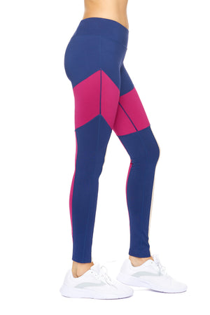 Expert Brand Wholesale Mid-Rise Calypso Mesh Full Length Leggings in Navy Orchid Image 2#navy-orchid