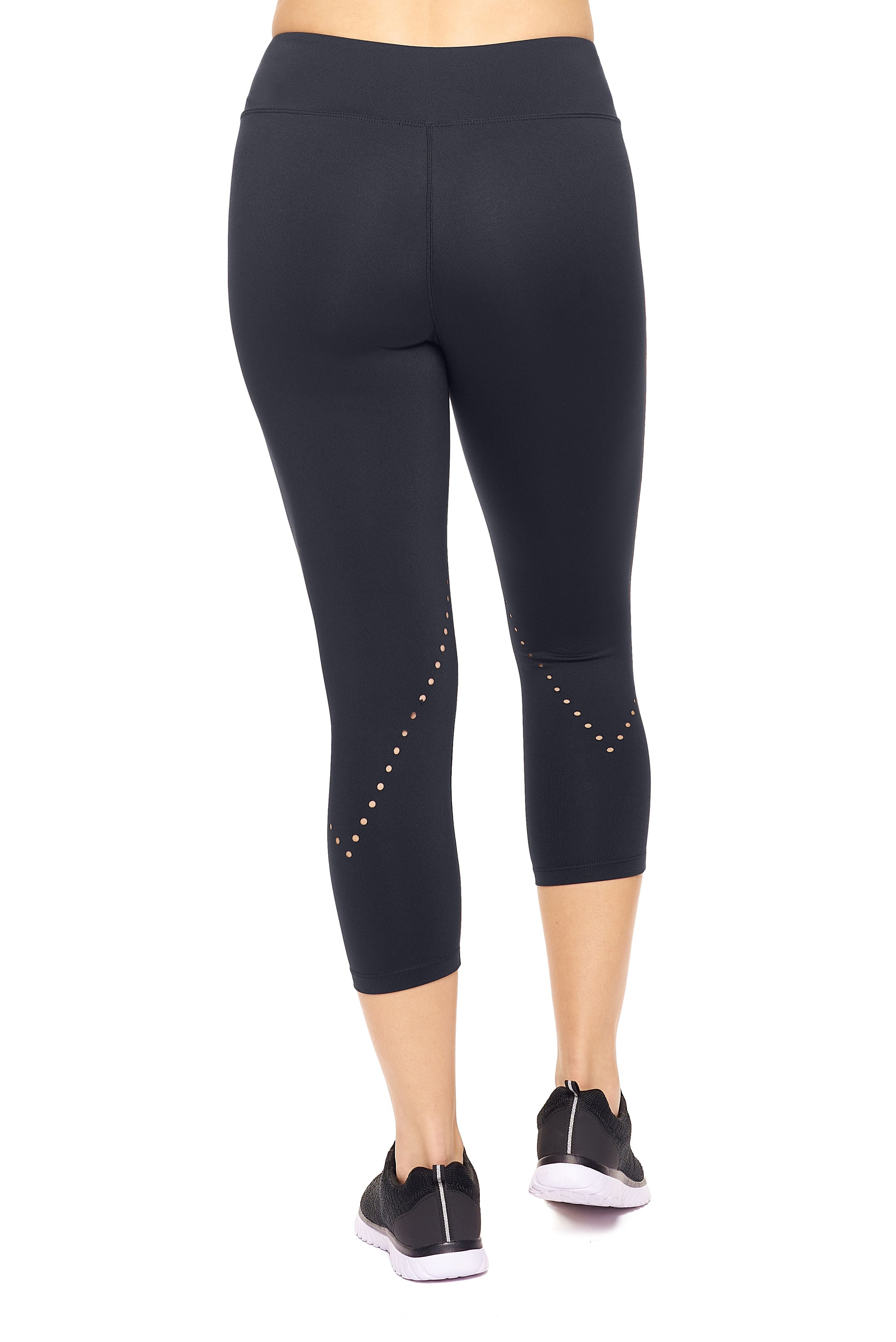 AQ1034 Mid-Rise Diamond Laser Cut Capri Leggings - Expert Brand#black