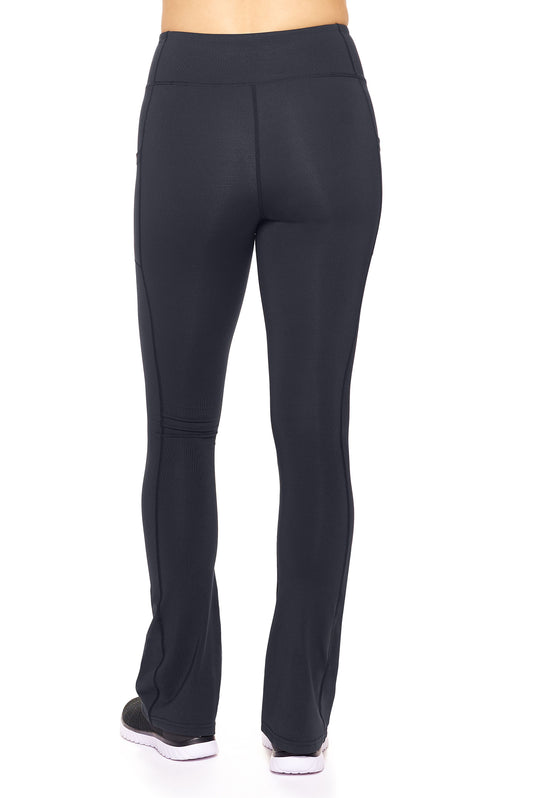 AQ1036 High-Waist Flare Leggings w/ Cell Pockets - Expert Brand#black