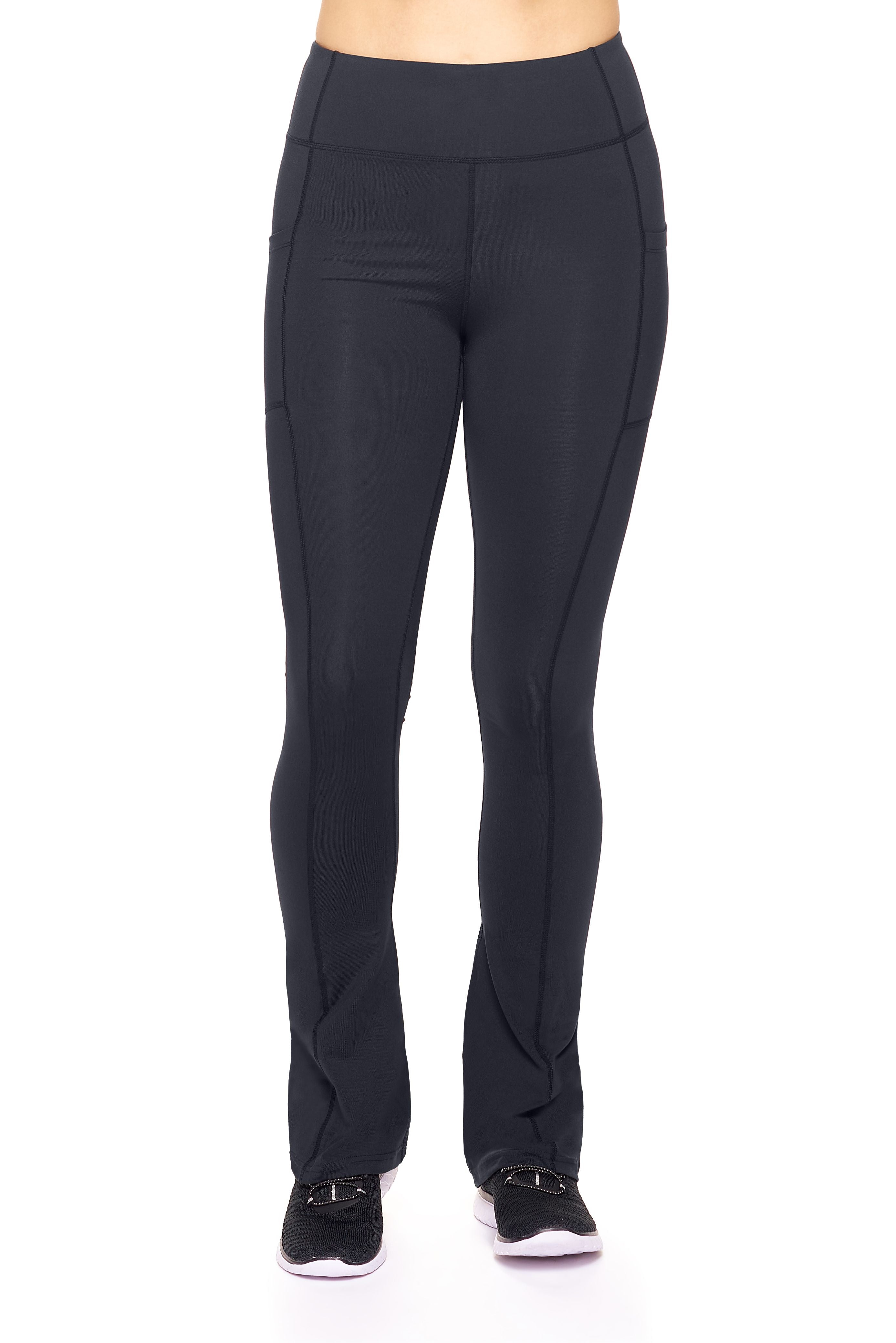 AQ1036 High-Waist Flare Leggings w/ Cell Pockets - Expert Brand#black