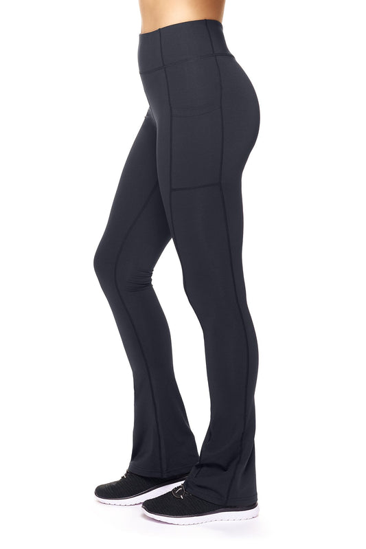 AQ1036 High-Waist Flare Leggings w/ Cell Pockets - Expert Brand#black