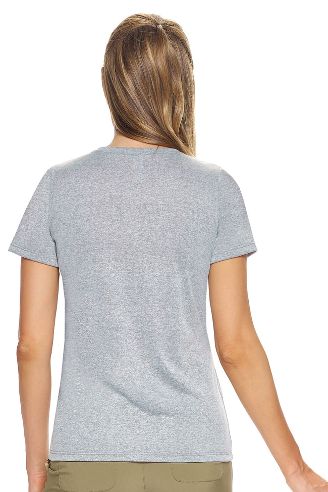 Expert Brand Wholesale Women's Short Sleeve Natural-Feel Jersey V-Neck in Heather Gray Image 3#heather-gray