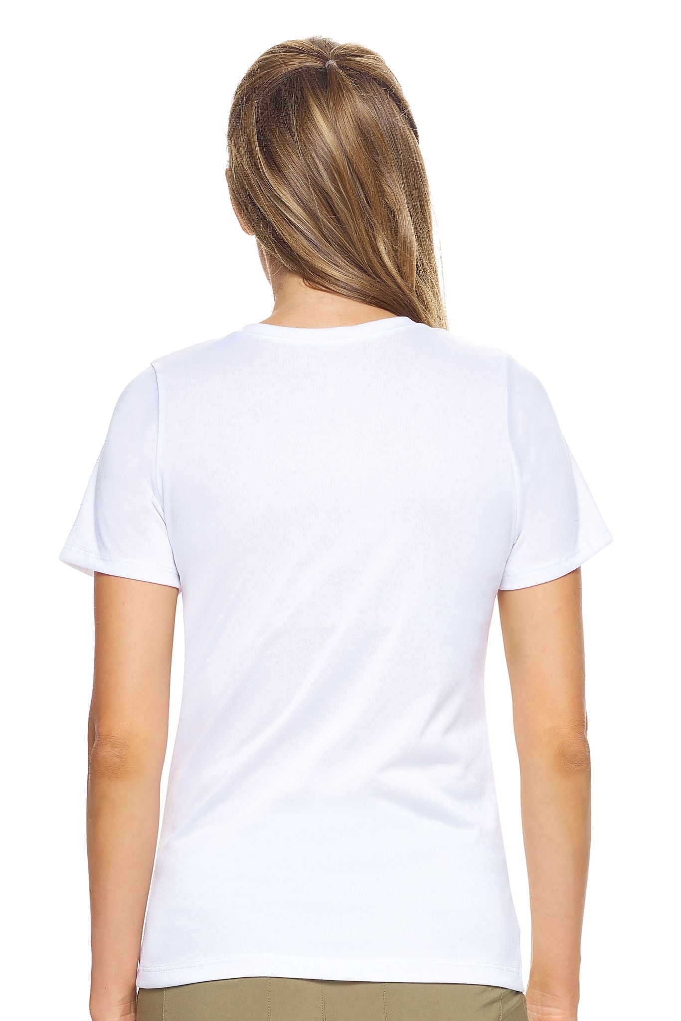 Expert Brand Wholesale Women's Short Sleeve Natural-Feel Jersey V-Neck in White Image 3#white
