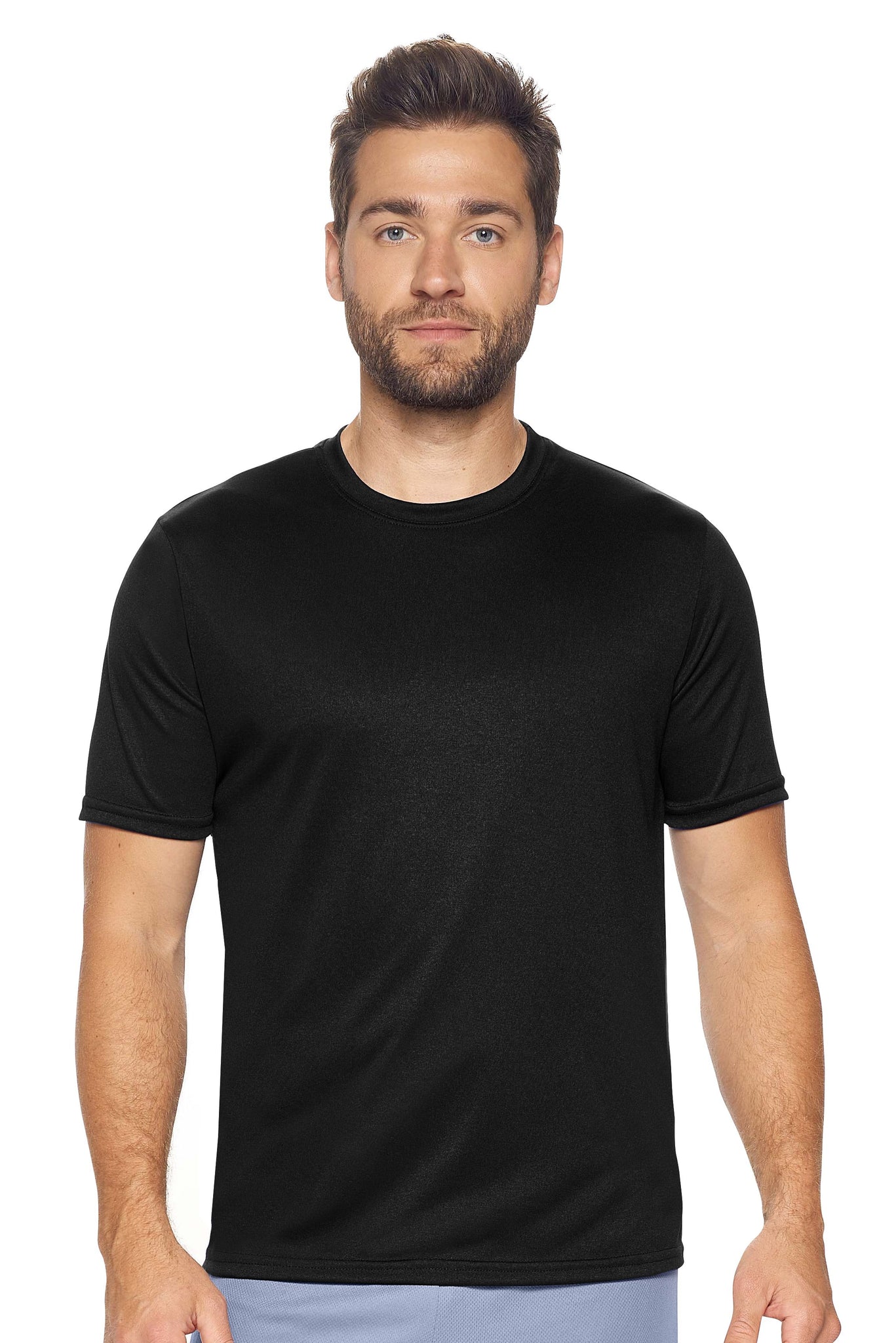 Expert Brand Wholesale Men's Short Sleeve Natural-Feel Jersey Crewneck in Black#black