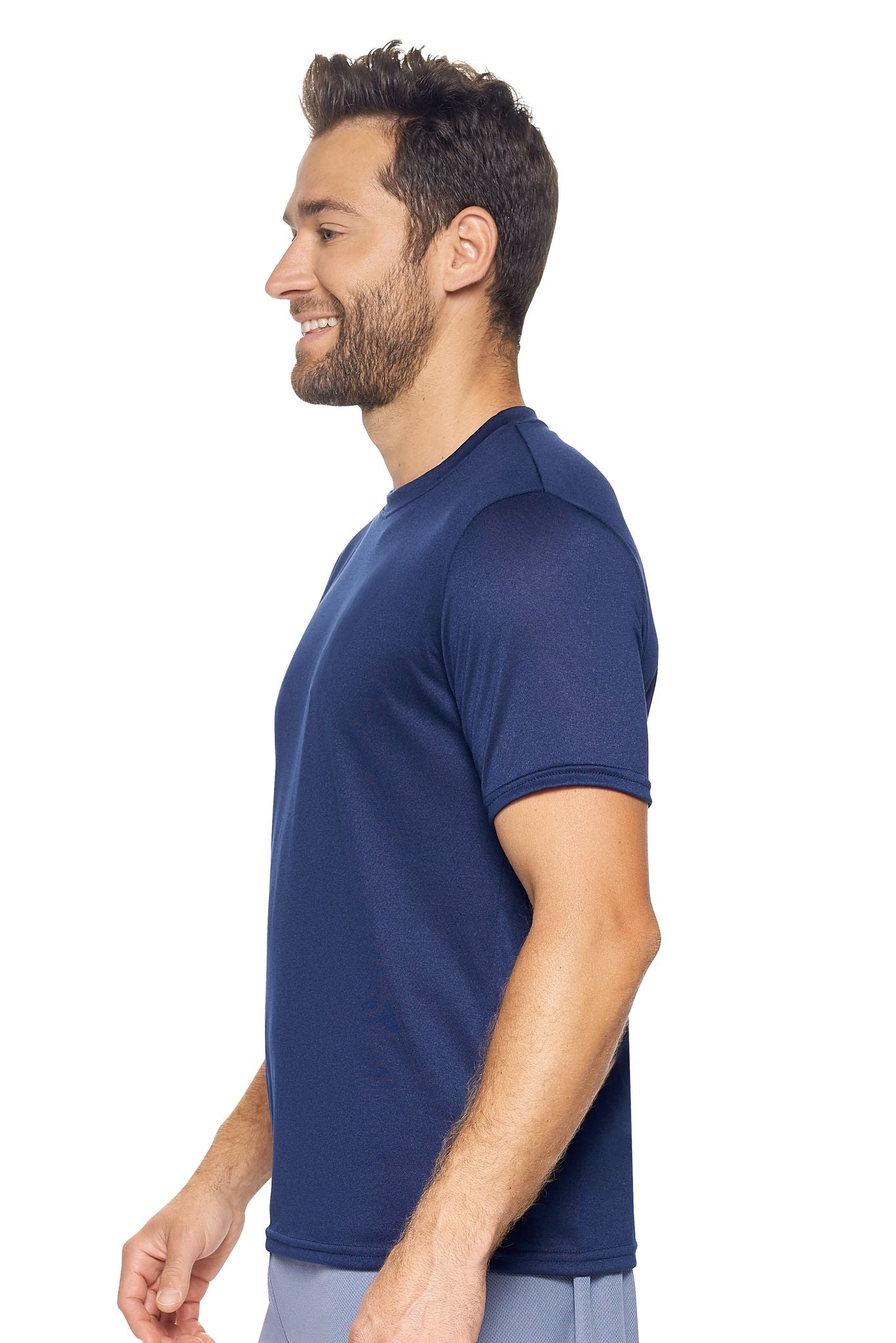 Expert Brand Wholesale Men's Short Sleeve Natural-Feel Jersey Crewneck in Navy Image 2#navy