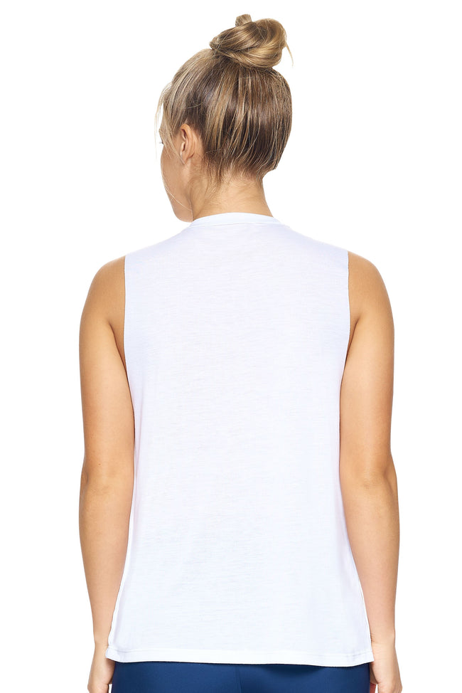Expert Brand Wholesale Women's Siro™ Raw Edge Muscle Tank in White Image 3#white