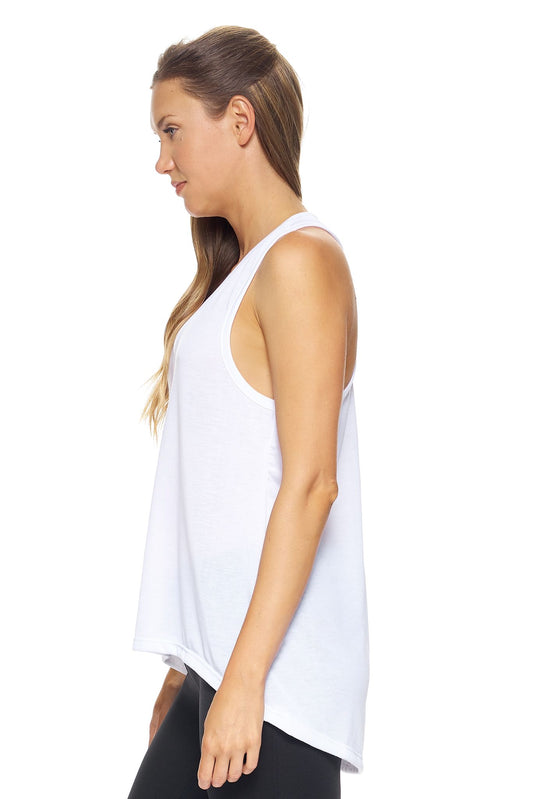 Expert Brand Wholesale Women's Siro™ V-Neck Racerback Tank in White Image 2#white