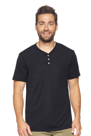 Expert Brand Wholesale Men's Siro™ Short Sleeve Henley in Black#black