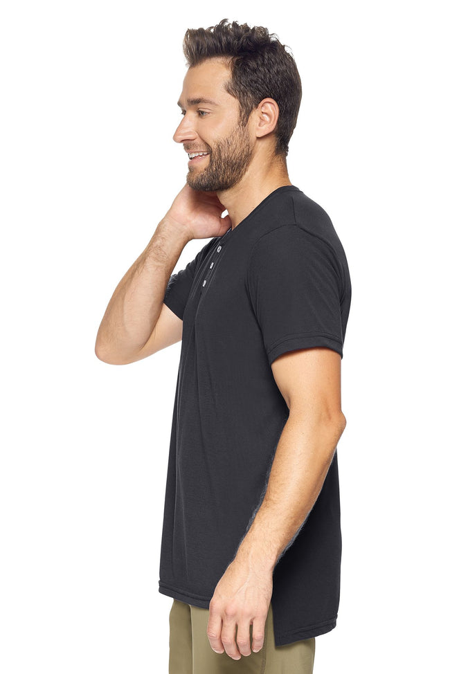 Expert Brand Wholesale Men's Siro™ Short Sleeve Henley in Black Image 2#black