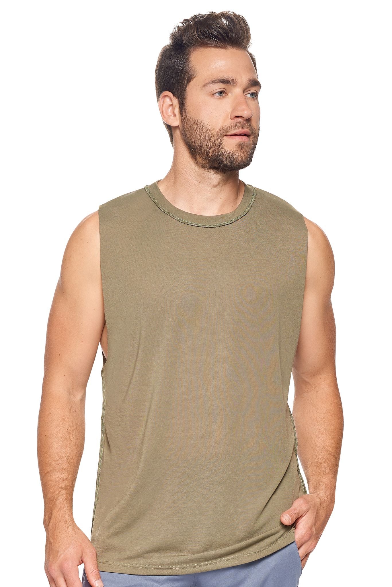 BE820🇺🇸 Siro™ Raw Edge Muscle Tee - Expert Brand#olive