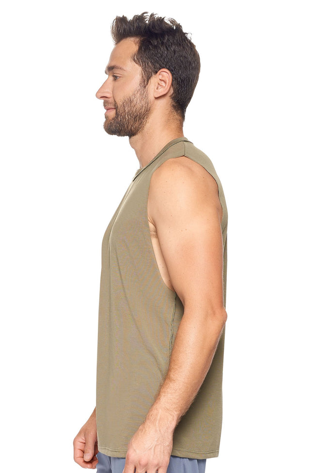 Expert Brand Wholesale Men's Siro™ Raw Edge Muscle Tee in Olive Image 2#olive