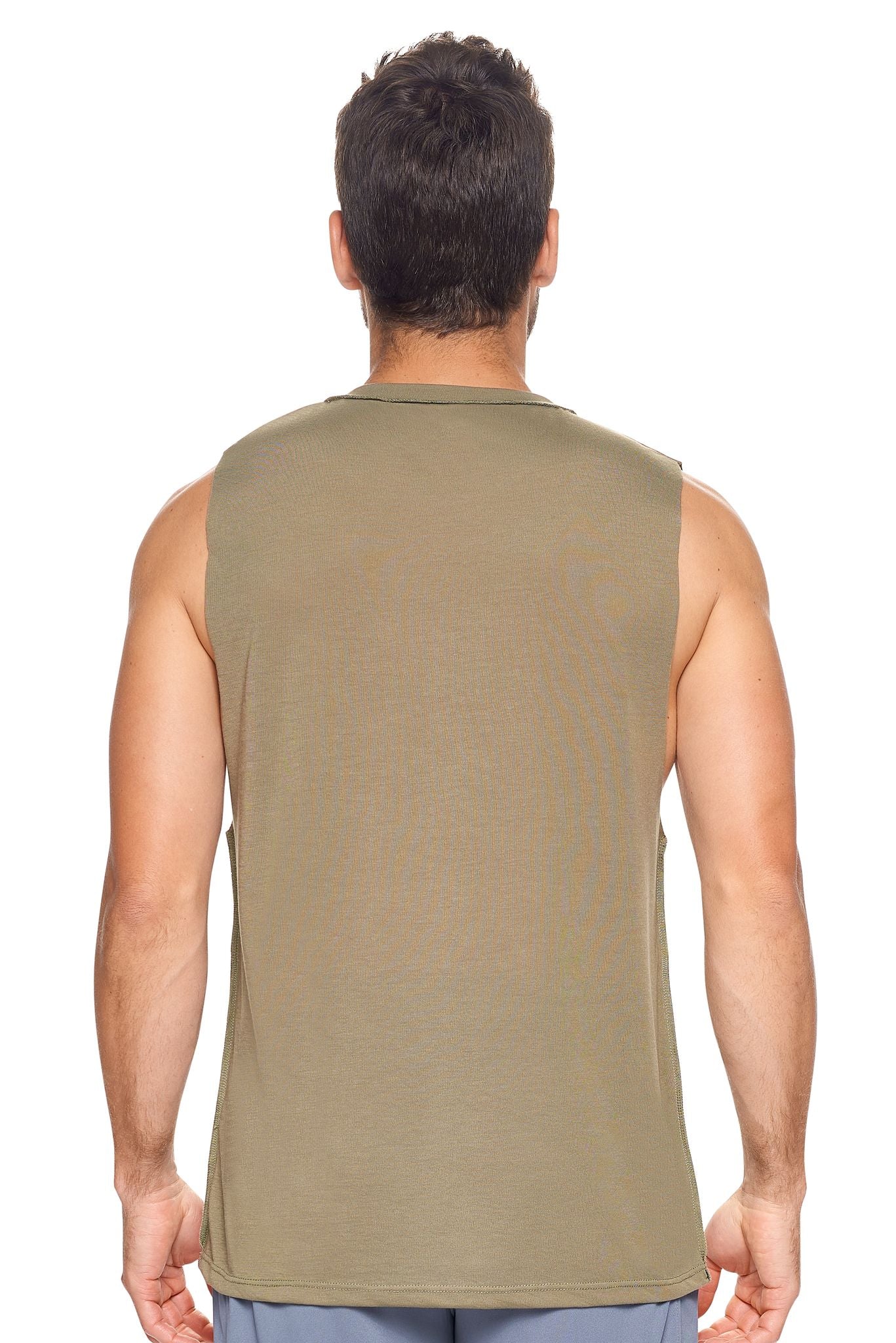 Expert Brand Wholesale Men's Siro™ Raw Edge Muscle Tee in Olive Image 3#olive