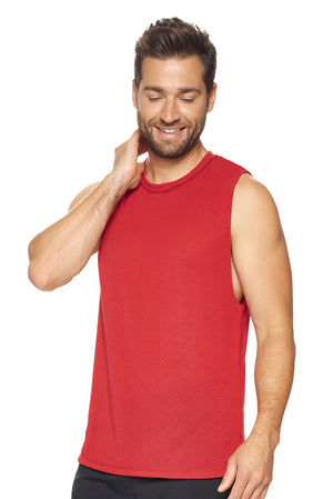 Expert Brand Wholesale Men's Siro™ Raw Edge Muscle Tee in Scarlet#scarlet