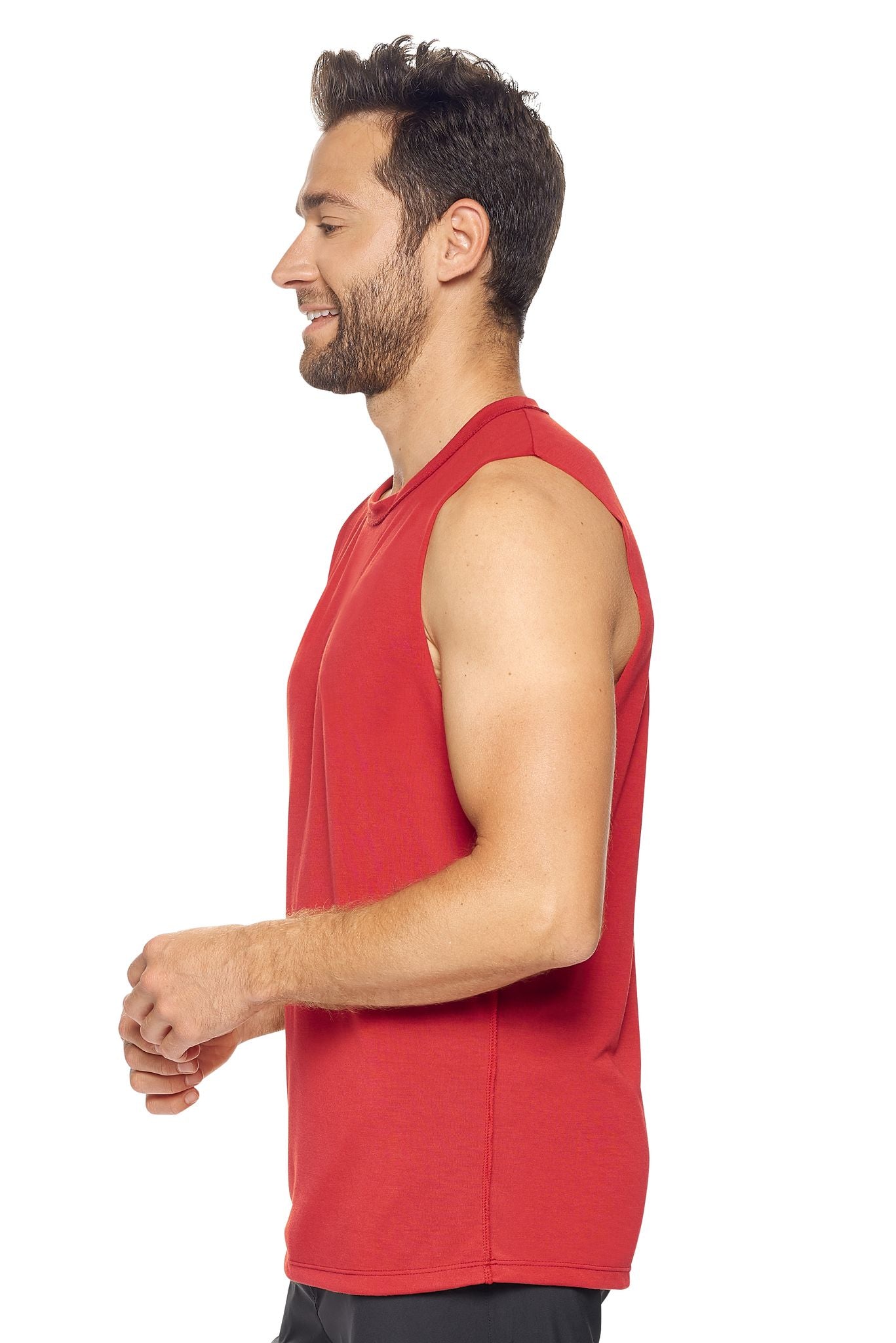 Expert Brand Wholesale Men's Siro™ Raw Edge Muscle Tee in Scarlet Image 2#scarlet