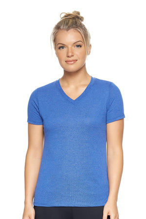 Expert Brand Women's Dark Heather Royal Performance Heather V-Neck Tee#dark-heather-royal