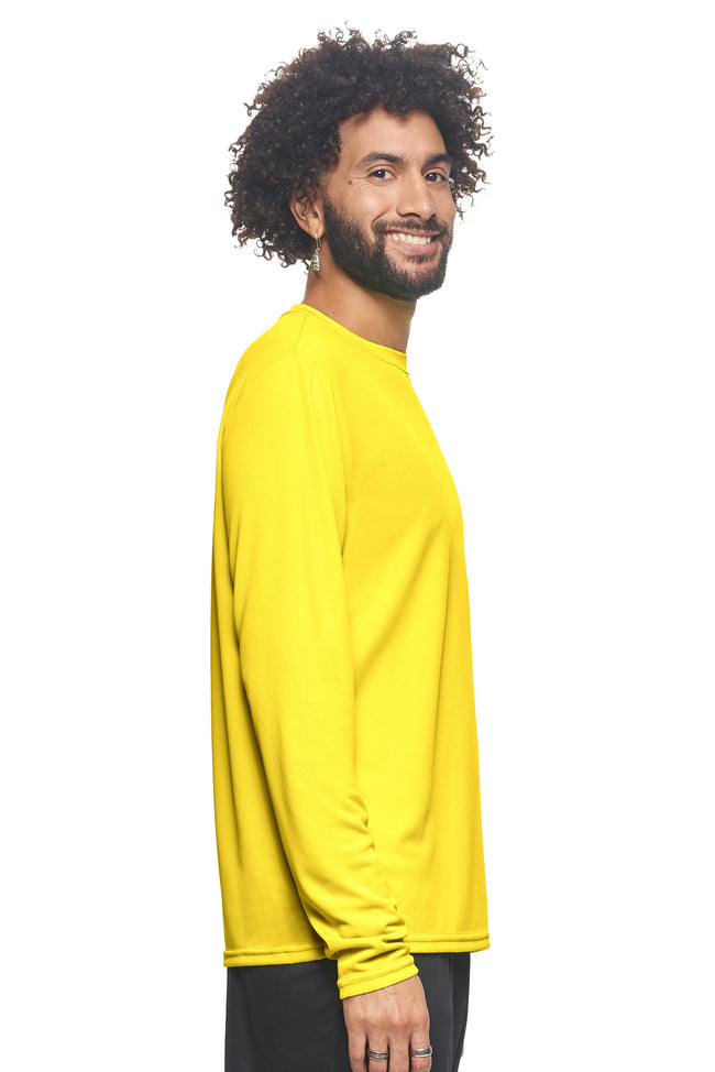 Expert Brand Wholesale Men's Oxymesh Performance Long Sleeve Tec Tee Made in USA AJ901D Bright Yellow Image 2#bright-yellow