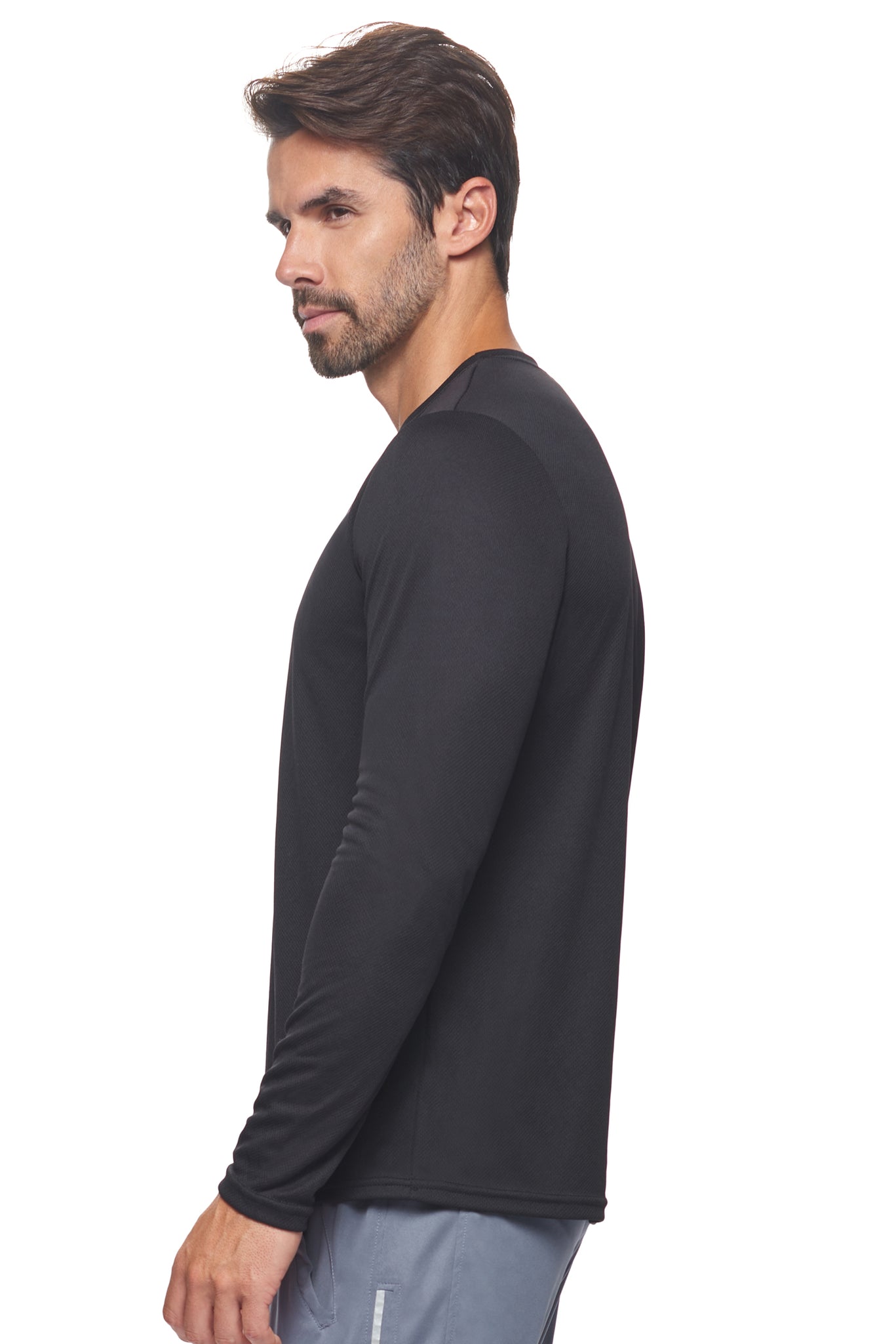 Expert Brand Wholesale Men's Oxymesh Performance Long Sleeve Tec Tee Imported AJ901 black image 2#black